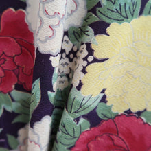 Load image into Gallery viewer, Haori Jacket Vintage(1920-1950) Black Green Red Peony Silk #10622C3