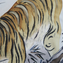 Load image into Gallery viewer, Men's Haori Vintage(1950-1980) Dark Blue Dragon Tiger Silk #10283E4