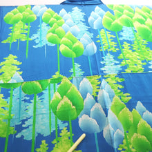 Load image into Gallery viewer, Furisode Blue Green Tree Silk #10303E5