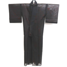 Load image into Gallery viewer, Kimono Vintage(1950-1980) Black Red See-Through Leaves Silk #10275E4