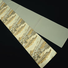 Load image into Gallery viewer, Fukuro Obi Gold Green Light Blue Tokaido53 Ukiyoe Landscape Silk BB342V9