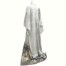 Load image into Gallery viewer, Kimono Gray White Black Chrysanthemum Branch Tall Silk #9936B5