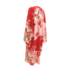 Load image into Gallery viewer, Juban Vintage(1950-1980) Red Pink Crane Birds Silk #10505B1