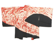 Load image into Gallery viewer, Haori Jacket Vintage(1950-1980) Black Vermillion Unique Contrast Design Silk #11064A4
