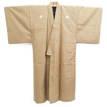 Load image into Gallery viewer, Men's Kimono Light Yellow brown Montsuki Silk #10464A4