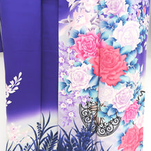 Load image into Gallery viewer, Furisode Blueish Purple Rose Tall Silk #9606H4