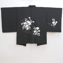 Load image into Gallery viewer, Haori Jacket Vintage(1950-1980) Black Flower Silk #9992C2