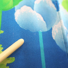 Load image into Gallery viewer, Furisode Blue Green Tree Silk #10303E5