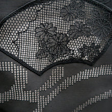 Load image into Gallery viewer, Haori Jacket Black Sheer Chrysanthemum Ryusui Silk #10964F3