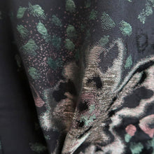 Load image into Gallery viewer, Haori Jacket Vintage(1950-1980) Black Silver Green Flower Silk #10823E1