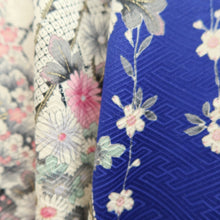 Load image into Gallery viewer, Furisode Blue Plum blossom Camellia Silk #10543B3