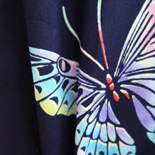Load image into Gallery viewer, Yukata Vintage(1950-1980) Navy Butterfly Cotton #10485B1