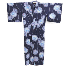 Load image into Gallery viewer, Yukata Vintage(1950-1980) Navy Bangasa Umbrella Cotton #10476A5