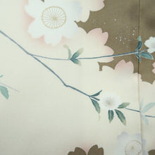 Load image into Gallery viewer, Kimono Light Khaki Cherry Blossom Tall Silk #9946B5