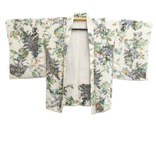 Load image into Gallery viewer, Haori Jacket Vintage(1950-1980) White Green Botanical Silk #10944F2