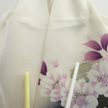 Load image into Gallery viewer, Furisode White Black Crane Birds Azalea Tall Silk #10335F2