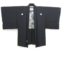 Load image into Gallery viewer, Men's Haori Vintage(1950-1980) Black Montsuki Landscape Silk #10284E4