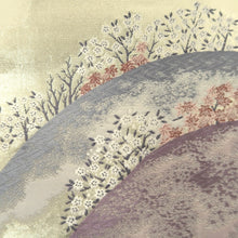 Load image into Gallery viewer, Fukuro Obi White Gold Mountain Landscape Silk BB303V8