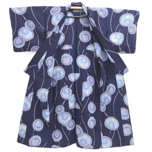 Load image into Gallery viewer, Yukata Vintage(1950-1980) Navy Bangasa Umbrella Cotton #10476A5