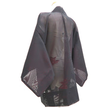 Load image into Gallery viewer, Haori Jacket Vintage(1950-1980) Black Red See-Through Flower Silk #10634C4