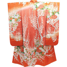 Load image into Gallery viewer, Furisode Orange Pink Plum blossom Branch Tall Silk #10314F1