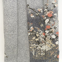 Load image into Gallery viewer, Kimono Gray White Black Chrysanthemum Branch Tall Silk #9936B5