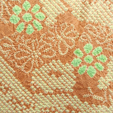 Load image into Gallery viewer, Haori Jacket Vintage(1950-1980) Yellow Light Brown Full Shibori Kiku Bamboo leaf Silk #10217E2