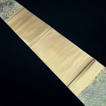 Load image into Gallery viewer, Fukuro Obi Gold Green Peony Maple Leaf Silk BB329V9