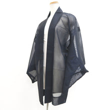 Load image into Gallery viewer, Haori Jacket Vintage(1950-1980) Black Blue Sheer Silk #10895E4