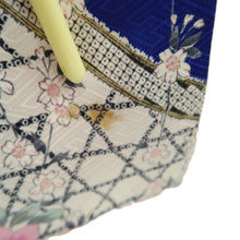 Load image into Gallery viewer, Furisode Blue Plum blossom Camellia Silk #10543B3