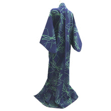 Load image into Gallery viewer, Yukata Vintage(1950-1980) Navy Dragonfly Chrysanthemum Cotton #10486B1