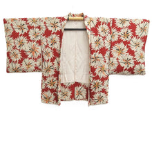 Load image into Gallery viewer, Haori Jacket Vintage(1950-1980) Red Chrysanthemum Silk #11014A1