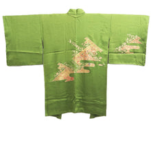 Load image into Gallery viewer, Haori Jacket Green Gold Bird Silk #10733D3