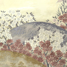 Load image into Gallery viewer, Fukuro Obi White Gold Mountain Landscape Silk BB303V8