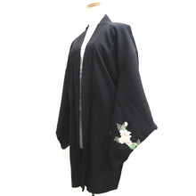 Load image into Gallery viewer, Haori Jacket Vintage(1950-1980) Black Azalea Branch Silk #10158D4