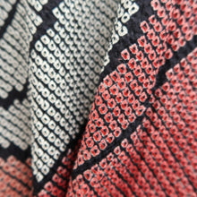 Load image into Gallery viewer, Haori Jacket Black Red Full Shibori Mountain Silk #10703D1