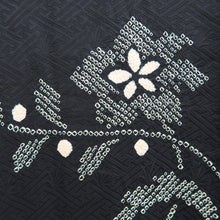 Load image into Gallery viewer, Haori Jacket Vintage(1950-1980) Black Shibori Flower Silk #10593C1