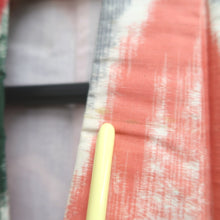 Load image into Gallery viewer, Kimono Vintage(1920-1950) Red Black Green Meisen Wave Silk #10768D4