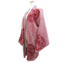 Load image into Gallery viewer, Haori Jacket Vintage(1950-1980) Red Shibori Bamboo leaf Silk #10693D1