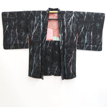Load image into Gallery viewer, Haori Jacket Vintage(1950-1980) Black Silver Tree Silk #10994F4