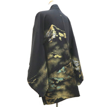 Load image into Gallery viewer, Haori Jacket Vintage(1950-1980) Black Gold Silver Mountain Silk #10083D1