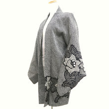 Load image into Gallery viewer, Haori Jacket Vintage(1950-1980) Black Shibori Peony Silk #9898B3