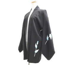 Load image into Gallery viewer, Haori Jacket Black Floral pattern Silk #11075A4