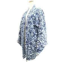 Load image into Gallery viewer, Haori Jacket Vintage(1950-1980) Blue Flower Silk #10684D1