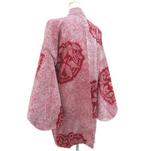 Load image into Gallery viewer, Haori Jacket Vintage(1950-1980) Red Shibori Bamboo leaf Silk #10693D1