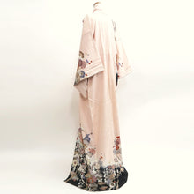 Load image into Gallery viewer, Kimono Pink Black Crane Birds Plum blossom Silk #9668J3