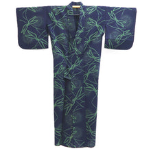 Load image into Gallery viewer, Yukata Vintage(1950-1980) Navy Dragonfly Chrysanthemum Cotton #10486B1