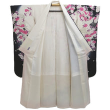 Load image into Gallery viewer, Furisode White Black Crane Birds Azalea Tall Silk #10335F2
