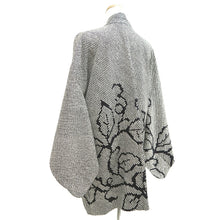Load image into Gallery viewer, Haori Jacket Vintage(1950-1980) Black Full Shibori Botanical Silk #10954F2