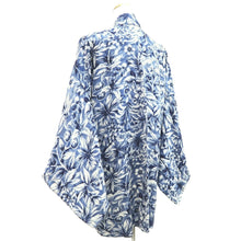 Load image into Gallery viewer, Haori Jacket Vintage(1950-1980) Blue Flower Silk #10684D1
